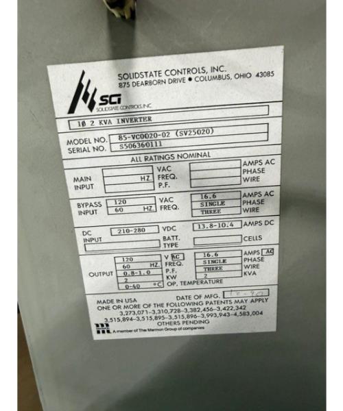 (2) Solidstate Controls S5 Industrial DC-to-AC Power Inverters - Image 2